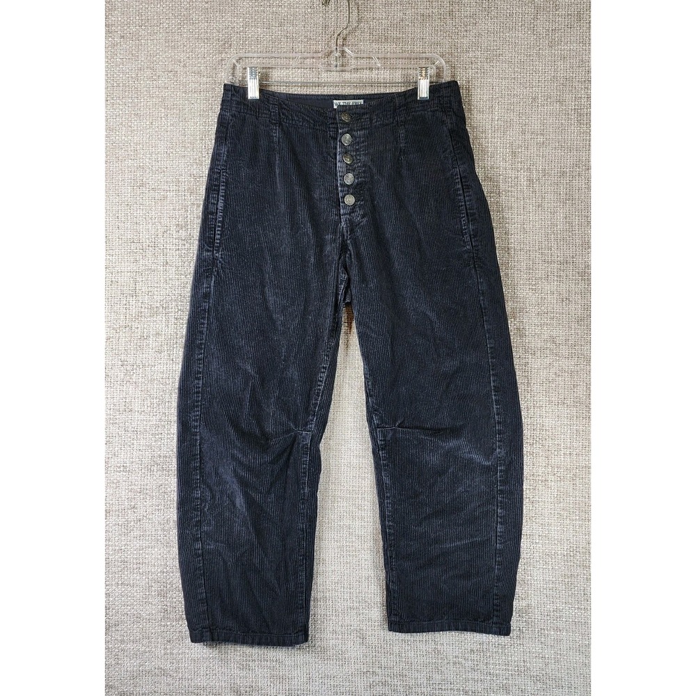 Free People Womens 25 We The Free Osaka Mid Rise Barrel Pants (Fits 29x24) Black